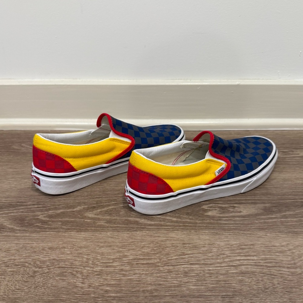 Vans Checkerboard Slip-On Shoes - Blue, Red, Yellow